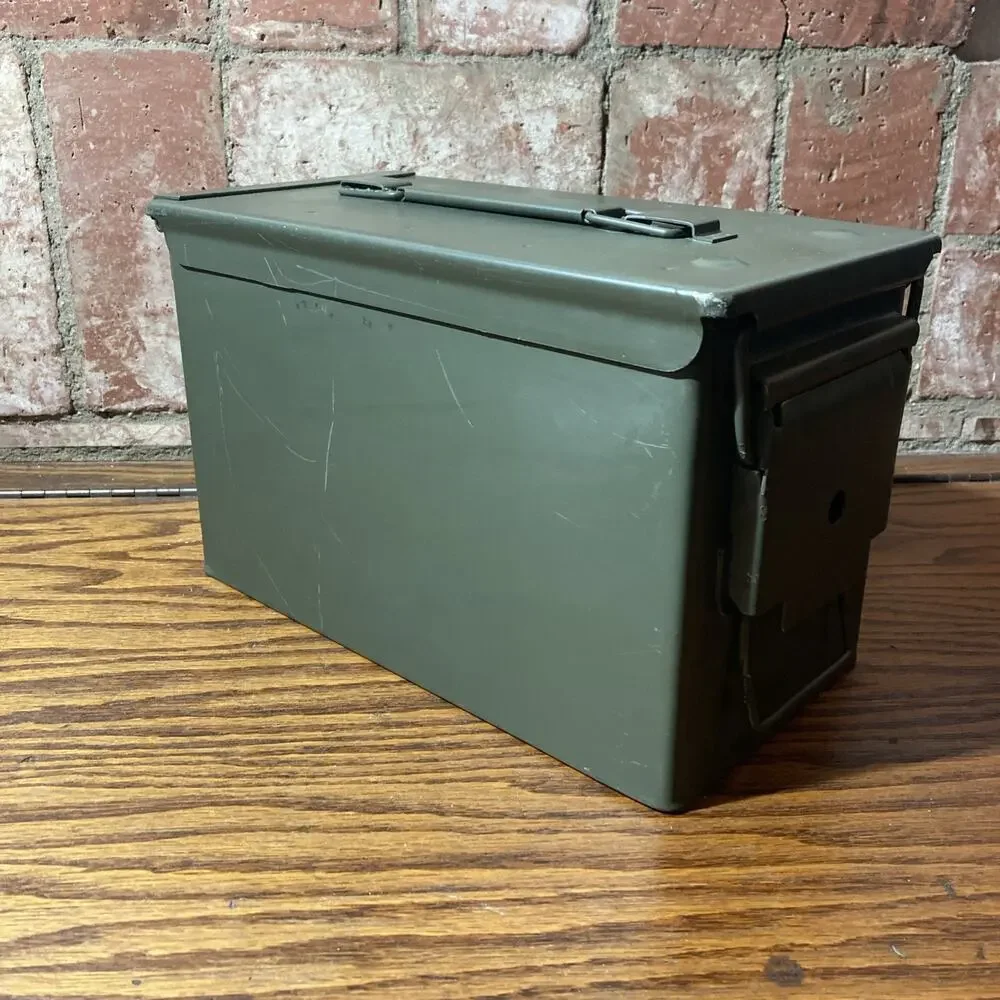 Ammo Tin Steel Box Container M2A1 Heavy Duty Green